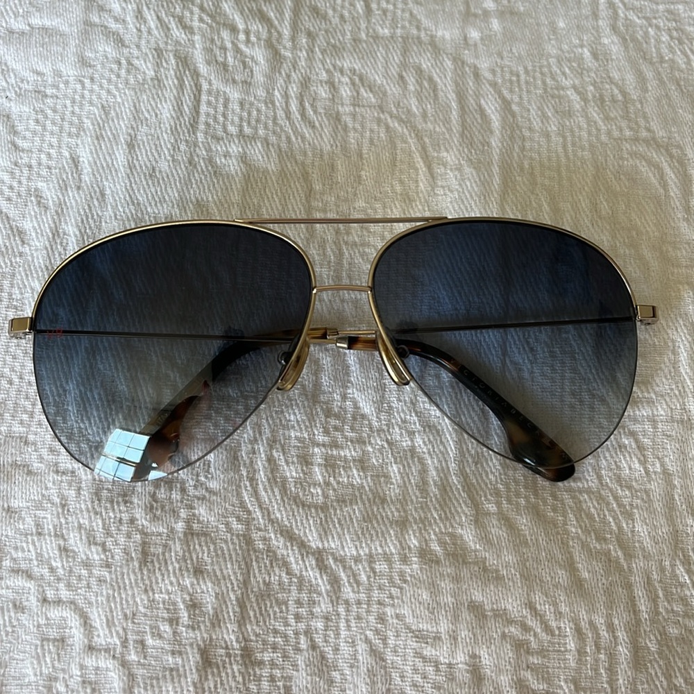 Victoria Beckham Black and Gold Aviator Glasses - Picture 2 of 8